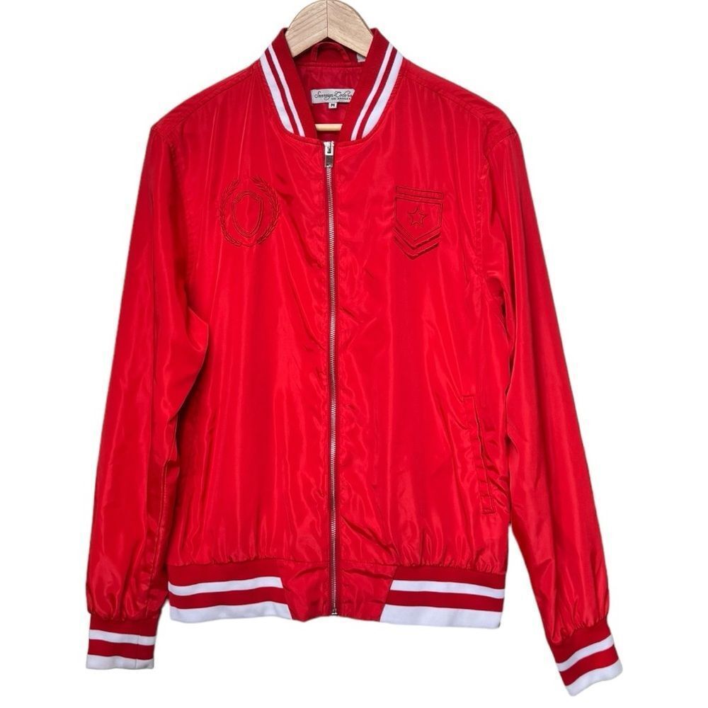 Sovereign Code Los Angeles Red White Zip Up Jacket. Medium.